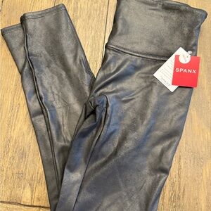 SPANX Shiny Black Faux Leather Leggings